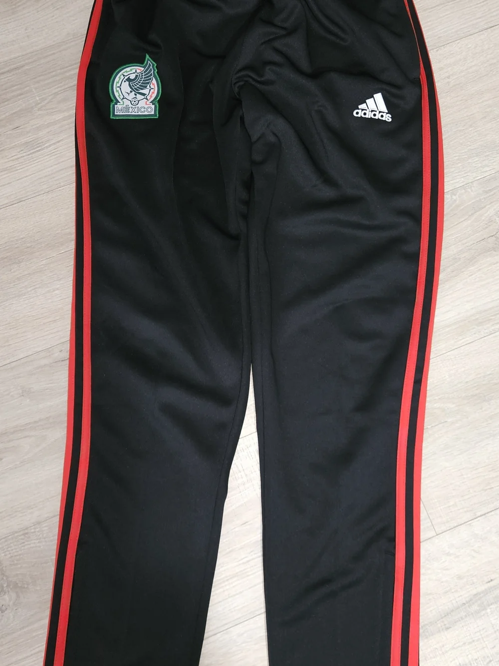 adidas Black Kids Shorts with Red Side Stripe